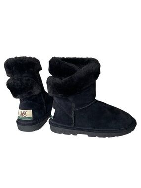 Lamo Sheepskin Leather Faux Fur Wrap Cuff Boots Size 5
